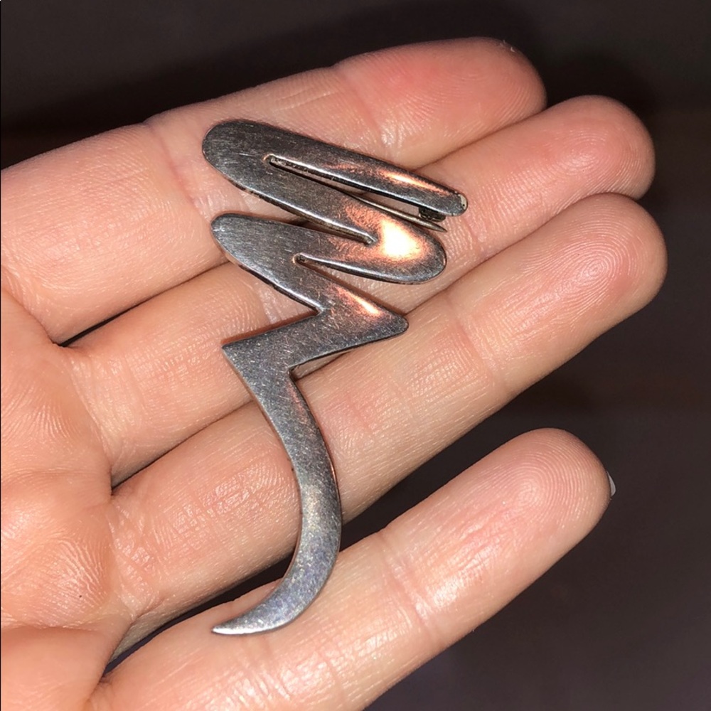 Sterling Silver Zigzag Jacket Brooch - image 1